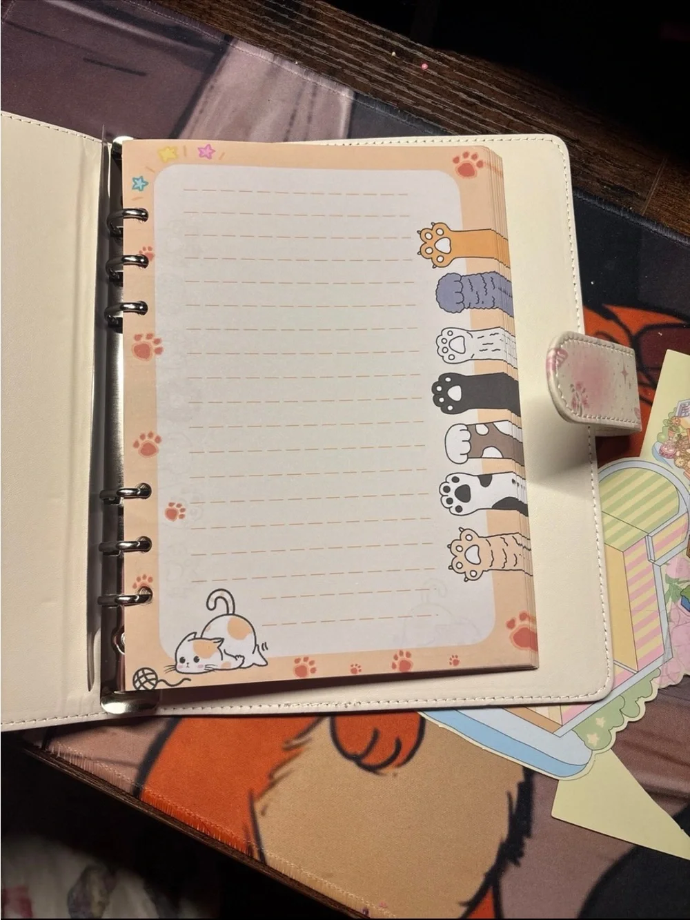 A5 Cute Orange Tabby Cat Folio Case - Pink Accents